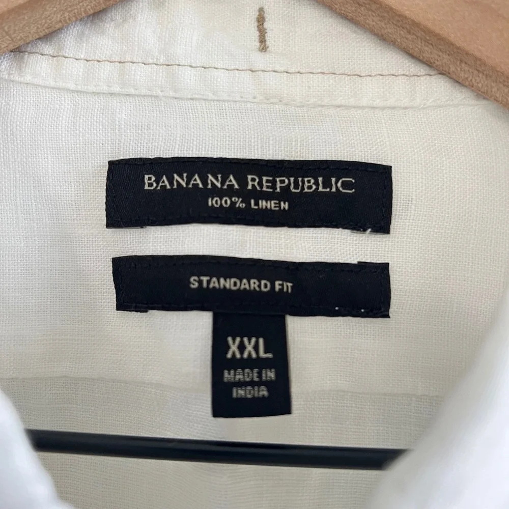 Banana Republic Men's 100% Linen Button Down Shirt White XXL NWT Standard Fit